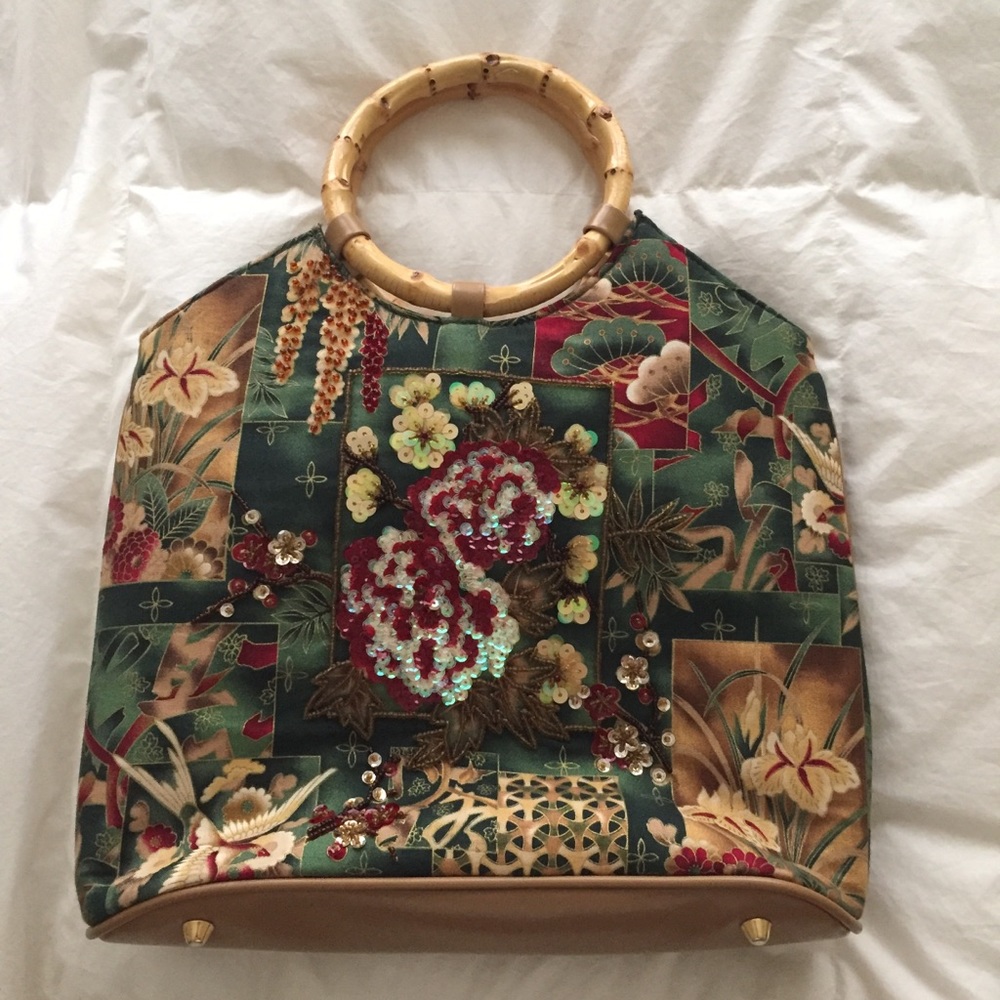 Boutique handbag with bamboo handles